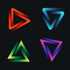 Abstract art triangle logo with blue shape background.Design template icon, sign success, symbol safe.Brand Identity for business company, secure, technology, innovation, digital. Vector illustration