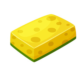 Cartoon yellow dishwashing sponge. Vector illustration isolated on white background.
