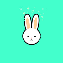Rabbit icon, graphic design template, Easter bunny sign, app icon, vector illustration