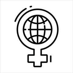 global feminism line icon, Women's day sign and symbol icon.
