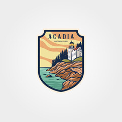 acadia national park logo sticker patch vector symbol illustration design