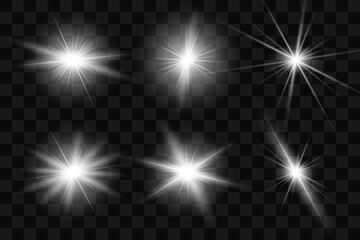 White beautiful light explodes with a transparent explosion. Vector, bright illustration for perfect effect with sparkles. Bright Star. Transparent shine of the gloss gradient, bright flash.