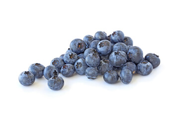 Pile of blueberries isolated on white