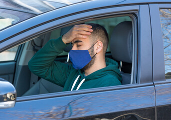health protection, safety and pandemic concept,tired driver