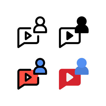 Person Account to Comment YouTube Video Channel Icon, Logo, and illustration