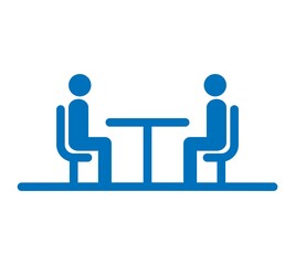 vector illustration people at a table talking, icon