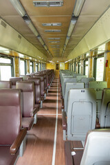 Fototapeta na wymiar The train Moscow - Ostashkov. Tver region, Russia.