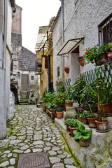 Fototapeta na wymiar A narrow street in the medieval town of Pietramelara, in the province of Caserta, Italy.