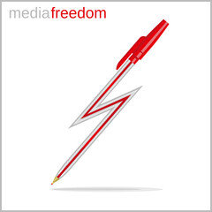 Lightning Shaped Pen. Conceptual illustration.