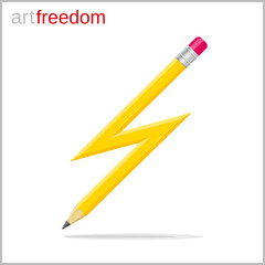 Lightning Shaped Pen conceptual illustration.