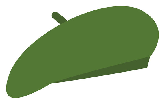Green beret, illustration, vector on white background.