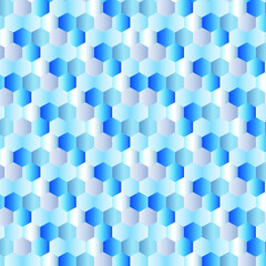 Vector. Geometric hexagons seamless pattern. Blue and white gradients.
