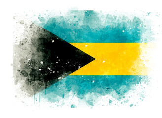 Flag of the Bahamas as watercolor illustration.