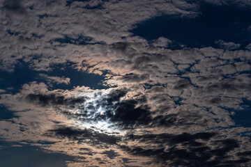 Full moon with clouds in the night sky