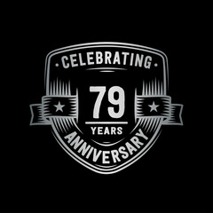 79 years anniversary celebration shield design template. Vector and illustration
