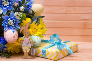 Easter composition  in bright colors. Background for greeting card