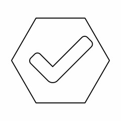 Check marks, Tick marks, Accepted, Approved, Yes, Correct, Ok, Right Choices, Task Completion, Voting. - vector mark symbols. Black outline design. Isolated icon.