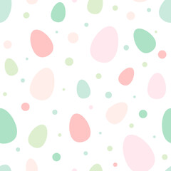 Seamless pattern with Easter eggs of different colors isolated on white.