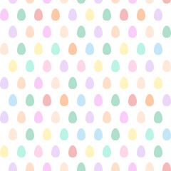 Seamless pattern with Easter eggs of different colors isolated on white.