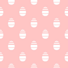 Seamless pattern with white Easter eggs isolated on pink background.