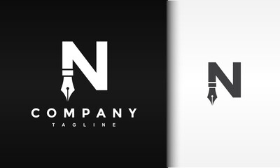 initial N ink pen logo