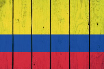 national flag of colombia on wooden texture