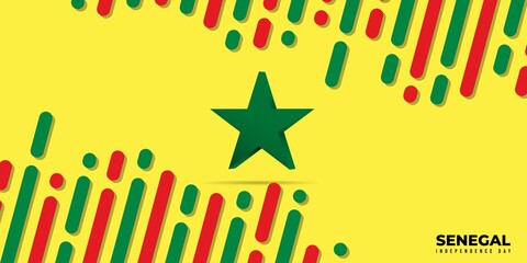 Background with red yellow and green design. Senegal Independence Day background with green star design.
