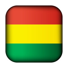 Glass light ball with flag of Bolivia. Squared template icon. National symbol. Glossy realistic cube, 3D abstract vector illustration highlighted. Big quadrate, foursquare
