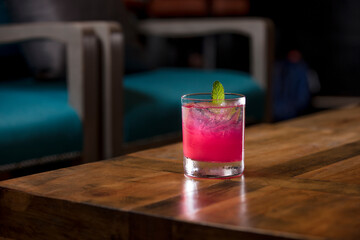 Pink Cocktail at Bar