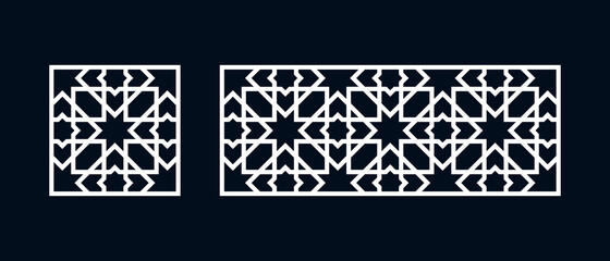 Set of templates Islamic pattern for laser cutting or paper cut. Vector illustration.