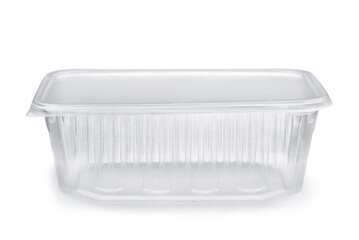 Empty transparent disposable plastic food container