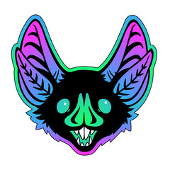 Bat head on bright gradient background