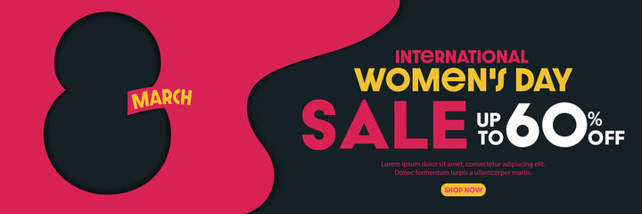 Women's day sale header or banner design with 60% discount offer.