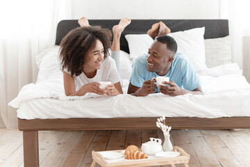 Free time in morning or weekend, breakfast in bed together and self-isolation at home