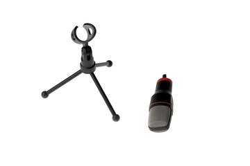 isolated computer microphone, audio studio equipment isolated on white background