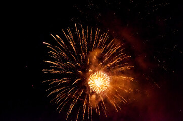 Obraz premium festive fireworks in the night black sky