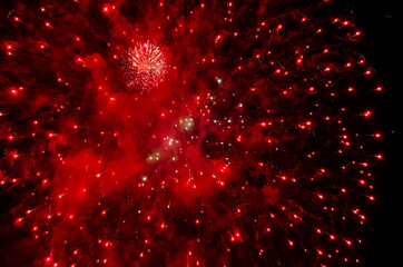festive fireworks in the night black sky