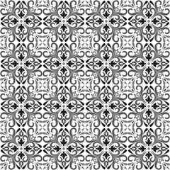 Seamless tiles background in portuguese style in grey. Mosaic pattern for ceramic in dutch, portuguese, spanish, italian style.