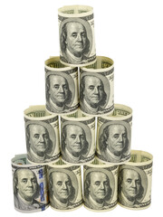 American dollars rolled up