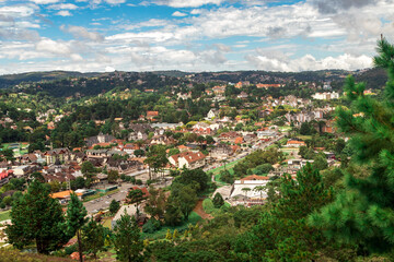 Obraz premium Campos do Jordao, SP, Brazil, February 13, 2021. View from the top of the city of Campos do Jordao.