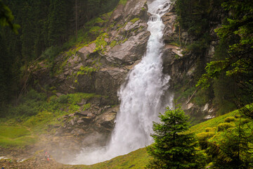 Fototapeta na wymiar krimml waterfall mountains sky green mighty austria vacation