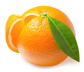 Ripe juicy sweet orange isolated on a white background