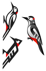 Stylized Birds - Great Spotted Woodpecker