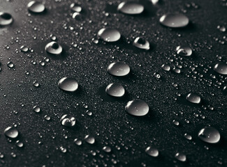 Water drops on grey background.