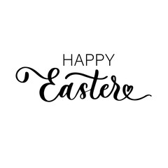 Happy Easter - hand lettering stamp inscription.