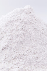 Fototapeta premium Zinc iodide or Zn2 iodide, white powder. Chemical compound of zinc and iodine on pure white background