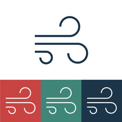Linear vector icon with wind