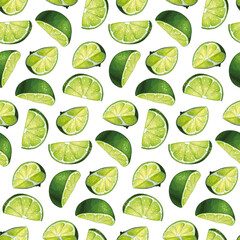 Seamless pattern design with hand drawn hight quality lime illustrations