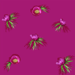 pink background with tree peony flowers