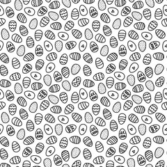 Easter eggs seamless pattern in doodle style. Hand drawn vector illustration.